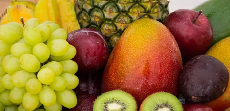 A colorful array of Spanish fruits, including oranges, grapes, and lemons, showcasing the diversity and vibrancy of Spanish agricultural heritage.