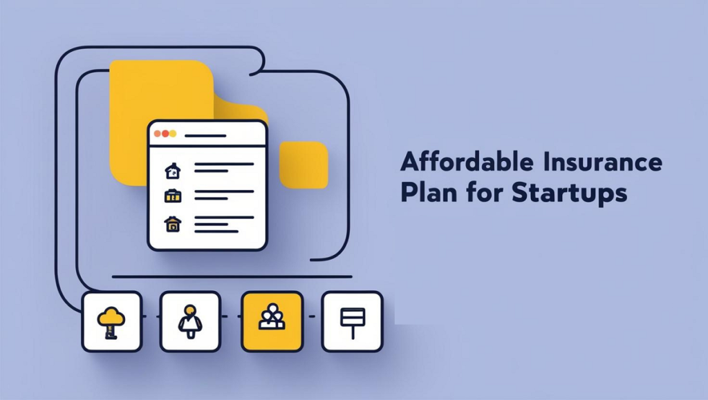 A business owner comparing insurance plans on a laptop with documents and a calculator on the desk, symbolizing finding affordable insurance for a startup.