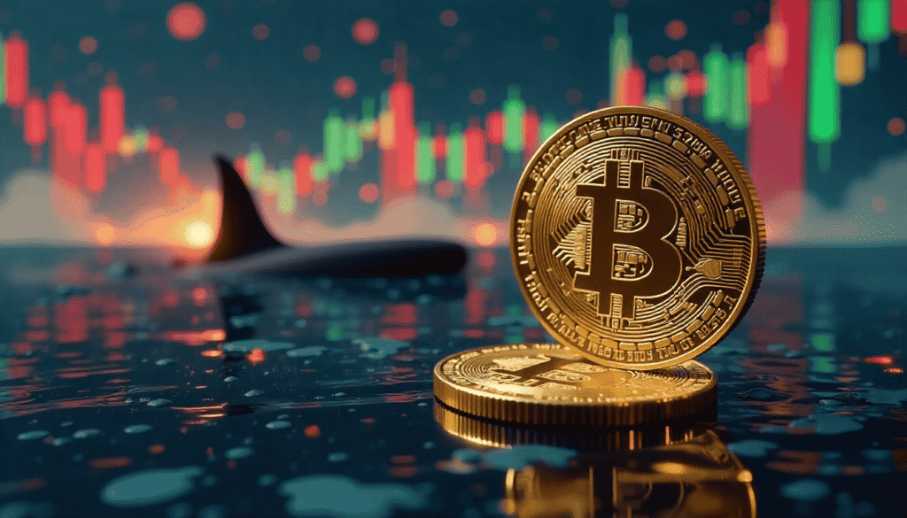 Bitcoin price hits $123,000 as whales and miners trigger massive selling, crypto market volatility illustration.