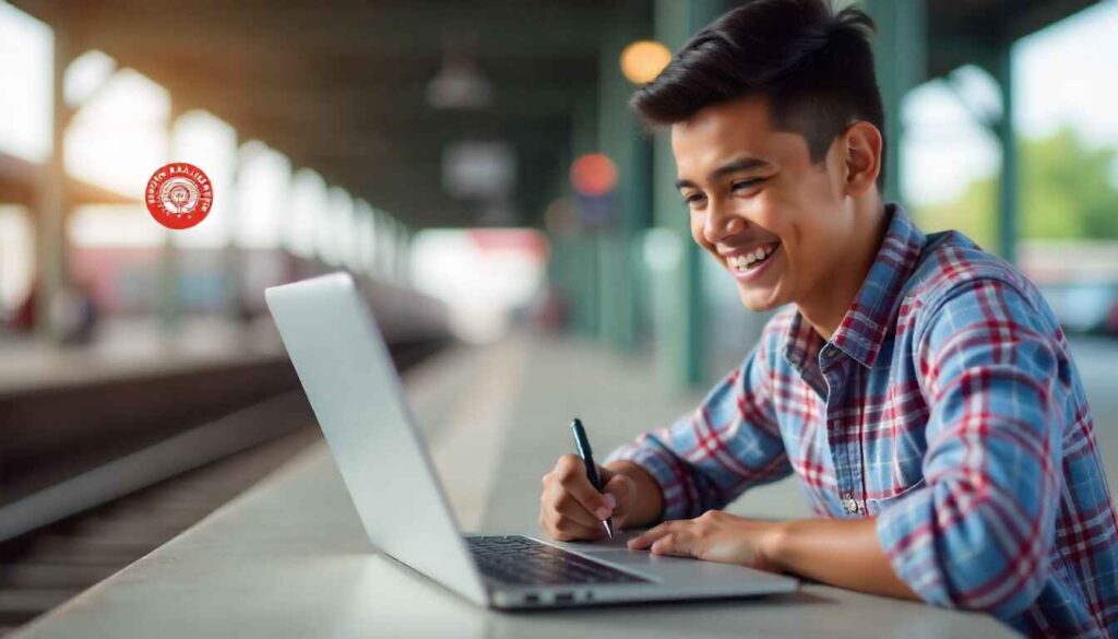 Student applying online for RRB NTPC 2025 railway recruitment form